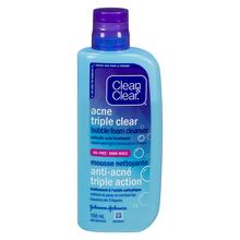 bottle of acne triple clear bubble foam cleanser by clean and clear